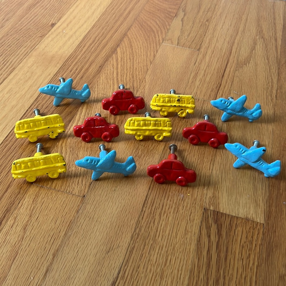 Transportation Drawer Desk Pulls Car Bus Plane In Primary Colors
